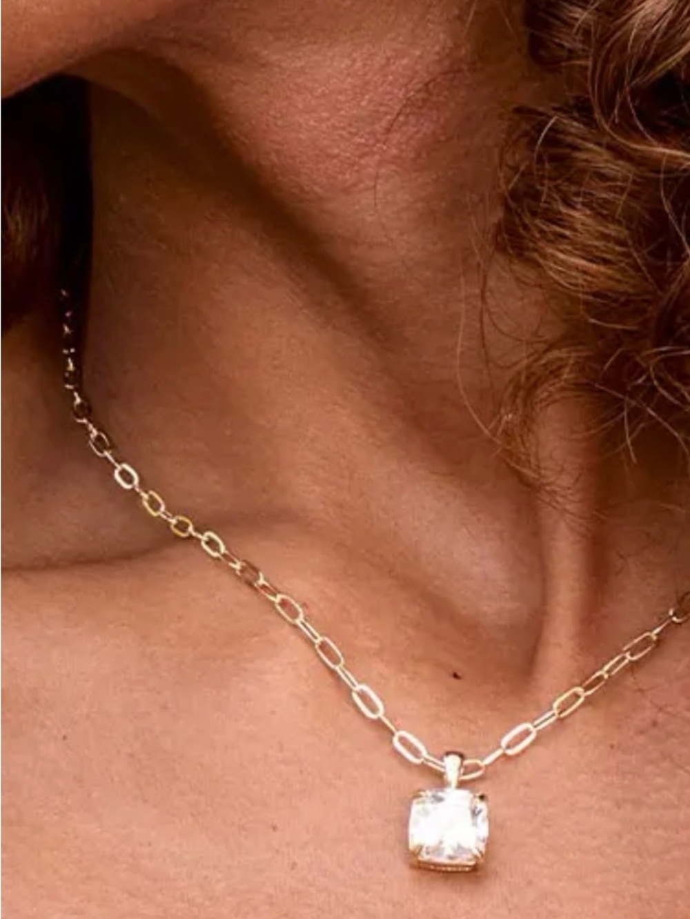 Park Lane Veil Gold-Tone Necklace with Clear Cushion Pendant - Picture 4 of 9